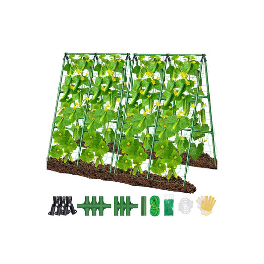 Sunwinx 2Pack 51x35Inch Cucumber Trellis for Raised Bed, Adjustable A-Frame Garden Trellis for Climbing Plants Outdoor with Climbing Net, Meal Plant Trellis for Vegetables Pea Bean Tomato Squash Grape