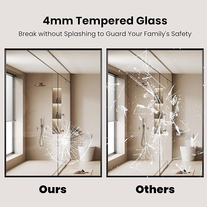 LOAAO Black Bathroom Mirror 36"X36" for Wall, Rectangle Bathroom Vanity Mirror, Tempered Glass, Hangs Vertically or Horizontally, Easy to Install, Modern Design