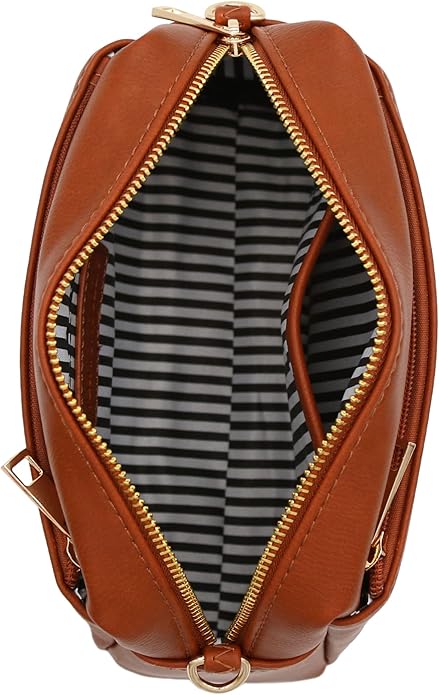 FashionPuzzle Triple Zip Small Crossbody Bag