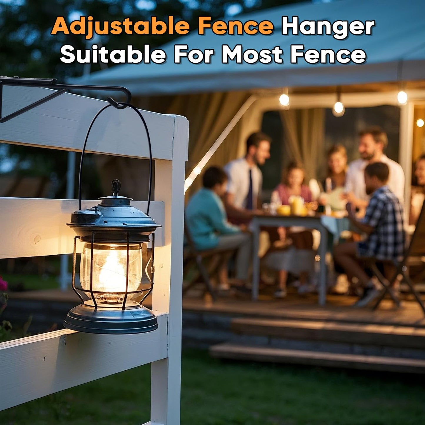 4Pack Adjustable Vinyl Fence Hooks Fit Fence Widths 0.75-3 Inch, Heavy Duty Vinyl Fence Plant Hangers for Hanging Plant Bird Feeders, Lights, Basket Over the Fence Hanger for Hanging Plant Outdoor