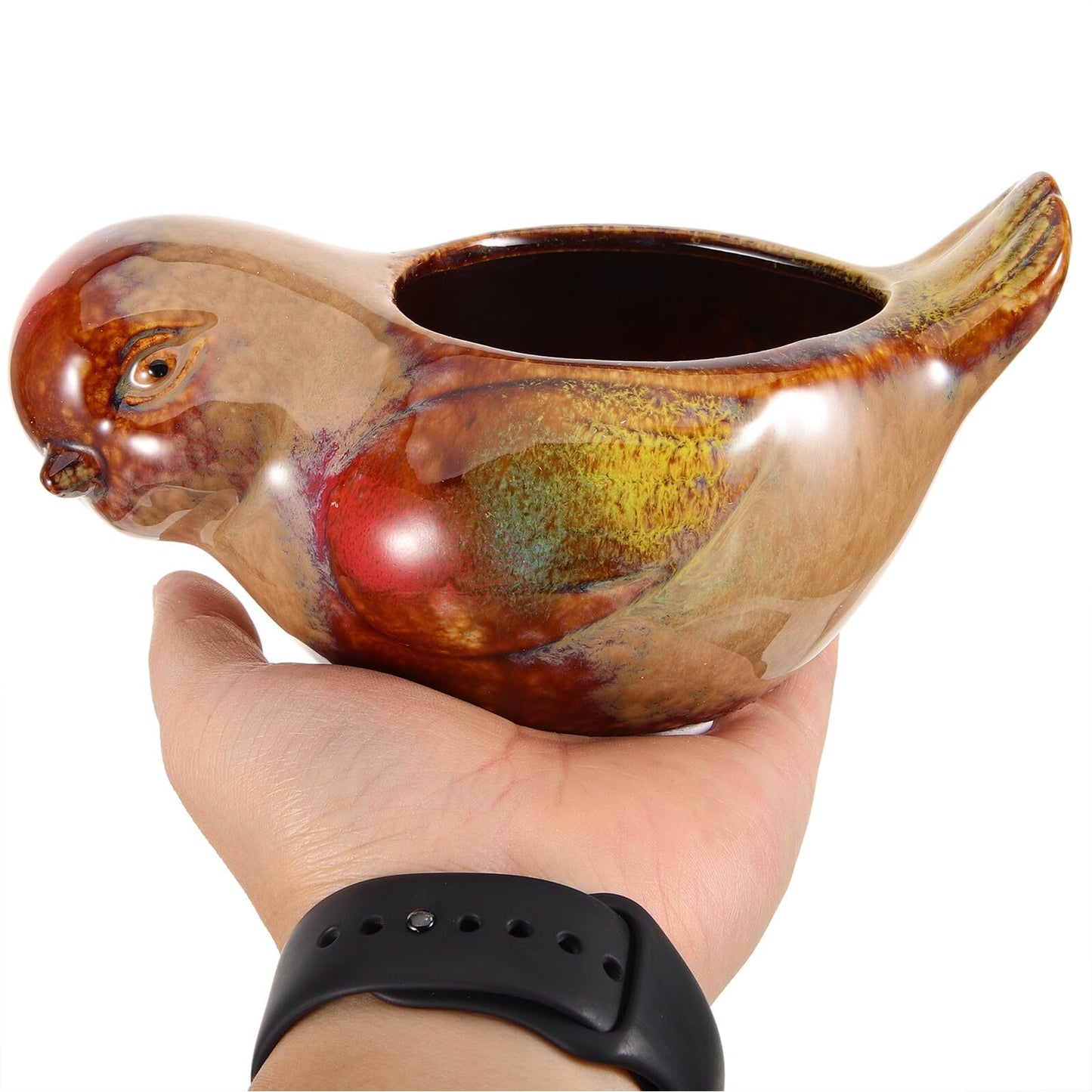 minkissy Bird Shaped Ceramic Planter Pot for Succulent Plants, Small Indoor Flowerpot with Glazed Finish, Decorative Balcony Pot for Bonsai and Succulents
