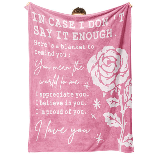 Afterprints Romantic Gifts for Her, I Love You Blanket, Anniversary, Birthday Gifts for Women, Girlfriend, Wife, Soft Throw Blanket with Rose Print 50” x 60''