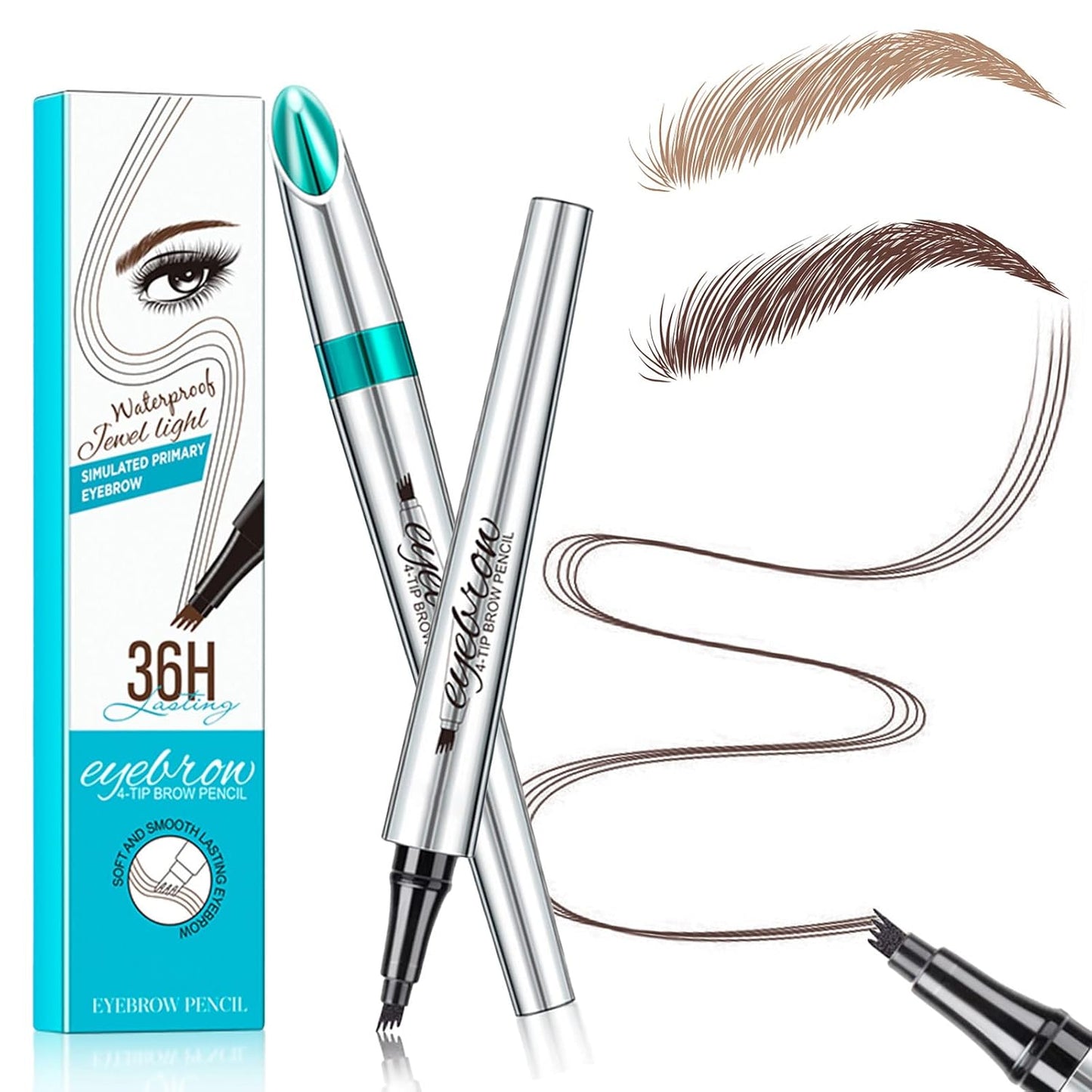 Microblading Eyebrow Pencil, Eyebrow Pen with an Upgrade Micro-Fork Tip Applicator, Waterproof Long-Lasting Microblading Brow Pen, Brow Pencil for Natural Looking Brows Makeup, Dark Brown, 1Pcs