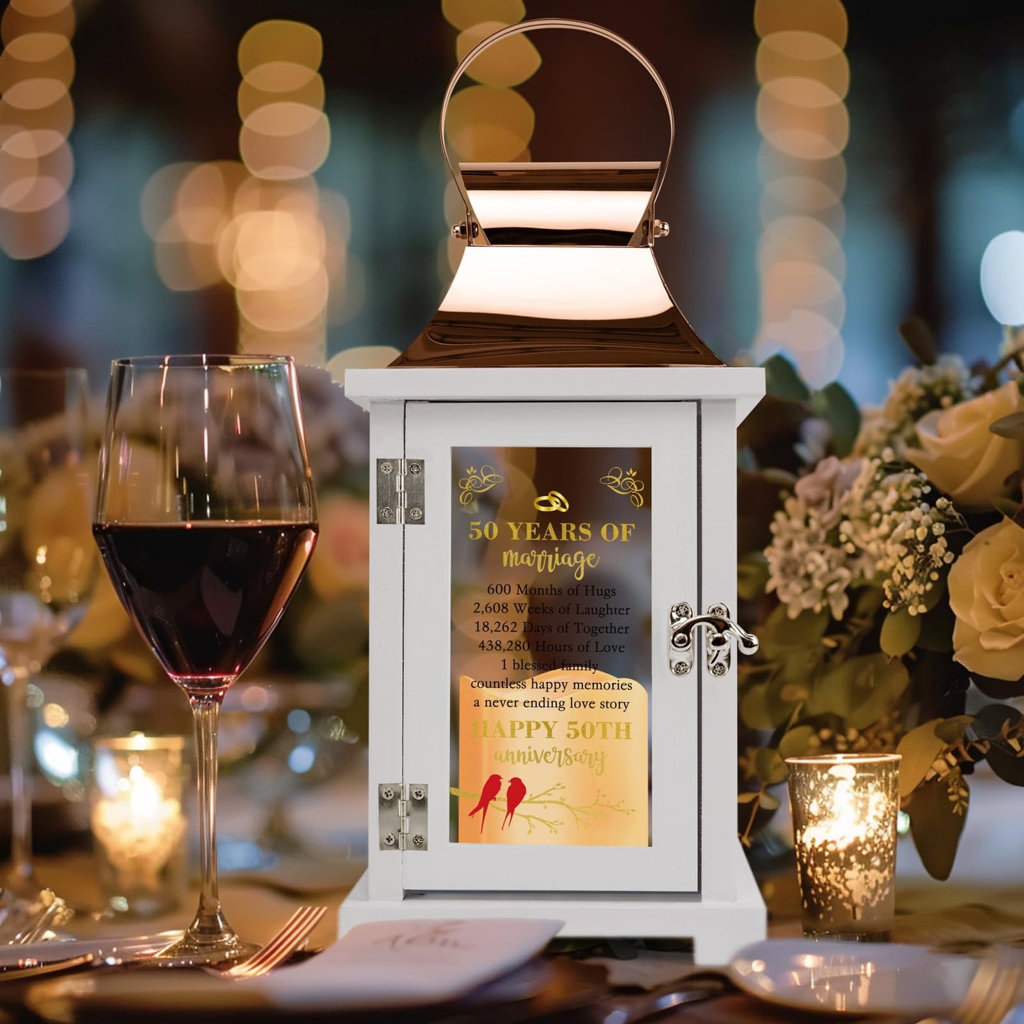 HN HAIINAA 50th Wedding Anniversary Lantern 50th Anniversary Wedding Gifts for Couple Parents Grandparents Husband Wife
