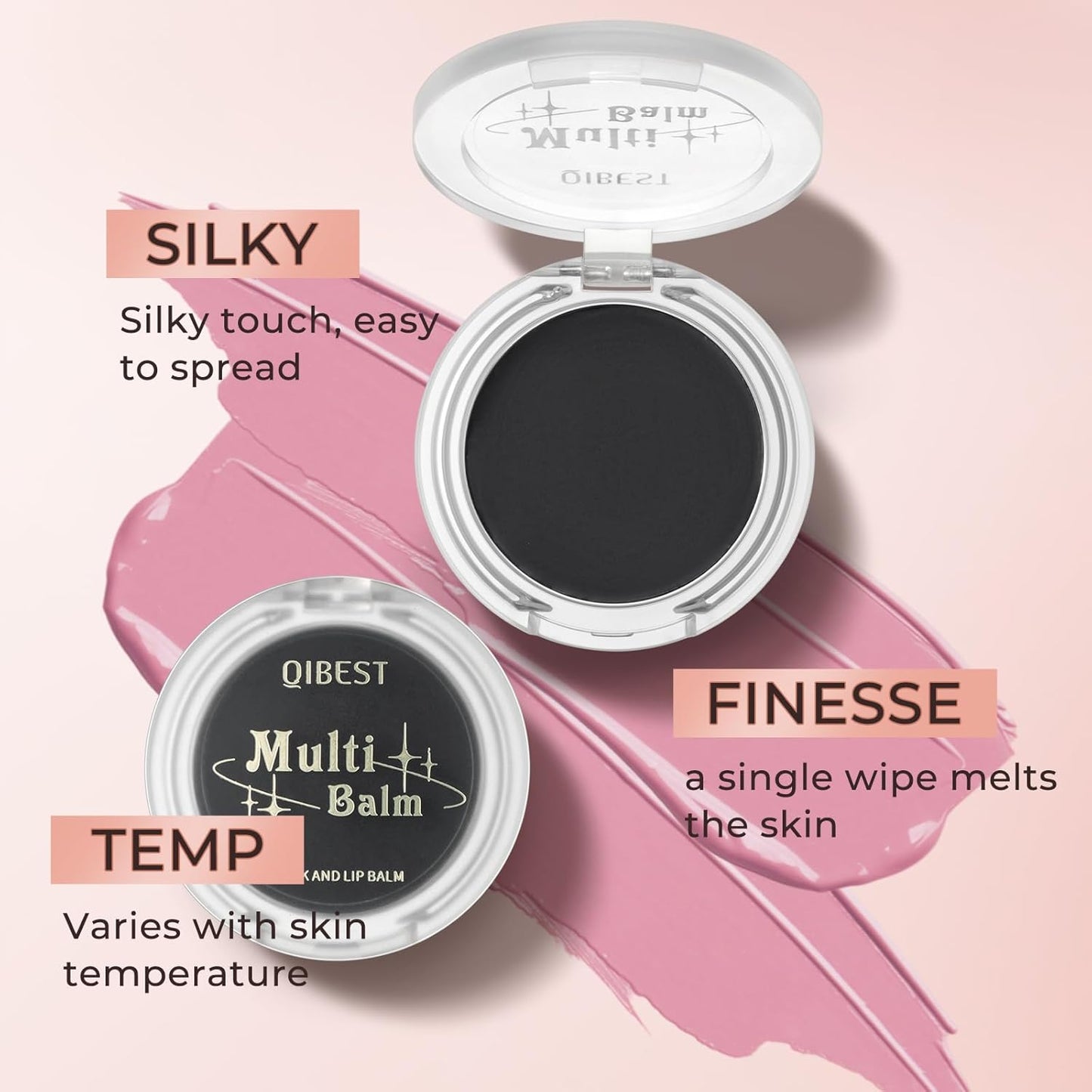 Jolilab Blush Makeup Color Changing Blush Palette Cream Blush Powder Palette Long-Lasting Hydrating Pigment High Impact Buildable Color Lightweight Smooth Finish for Eyes Cheeks(1, pink, 1)