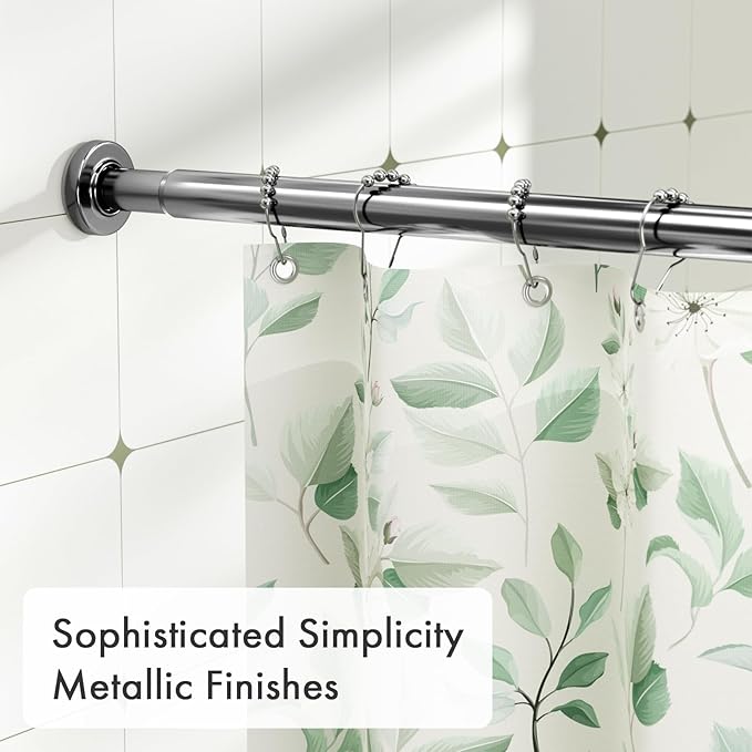 AmazerBath Spring Tension Shower Curtain Rod, 31-75 Inches Heavy Duty Tension Rod Rust Proof Bathroom Curtain Rod, Adjustable No Drill Easy Segmented Installation, Chrome