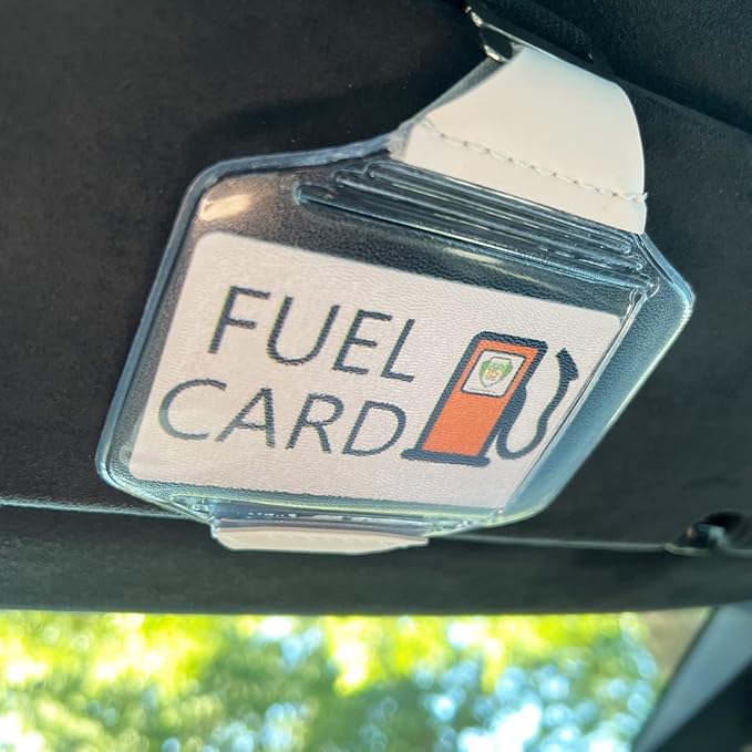 Heavy Duty Visor Fuel Card Holder with Clear Vinyl Pocket - Truck & Car Accessories for Interior - Drivers License, Auto Insurance Card & Fleet Vehicle Gas Log Storage by Specialist ID (Black)
