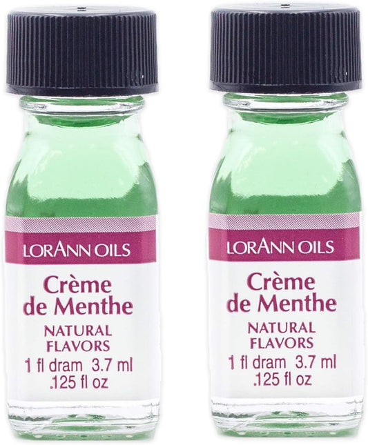 LorAnn Oils Super Strength Flavoring, Used For Candy Making, Flavoring, Baking, Hard Candy, and Flavor Oils - Bold, Natural Flavors 4X Stronger Than Extracts - Crème de Menthe, Pack of 2, 0.125 fl oz