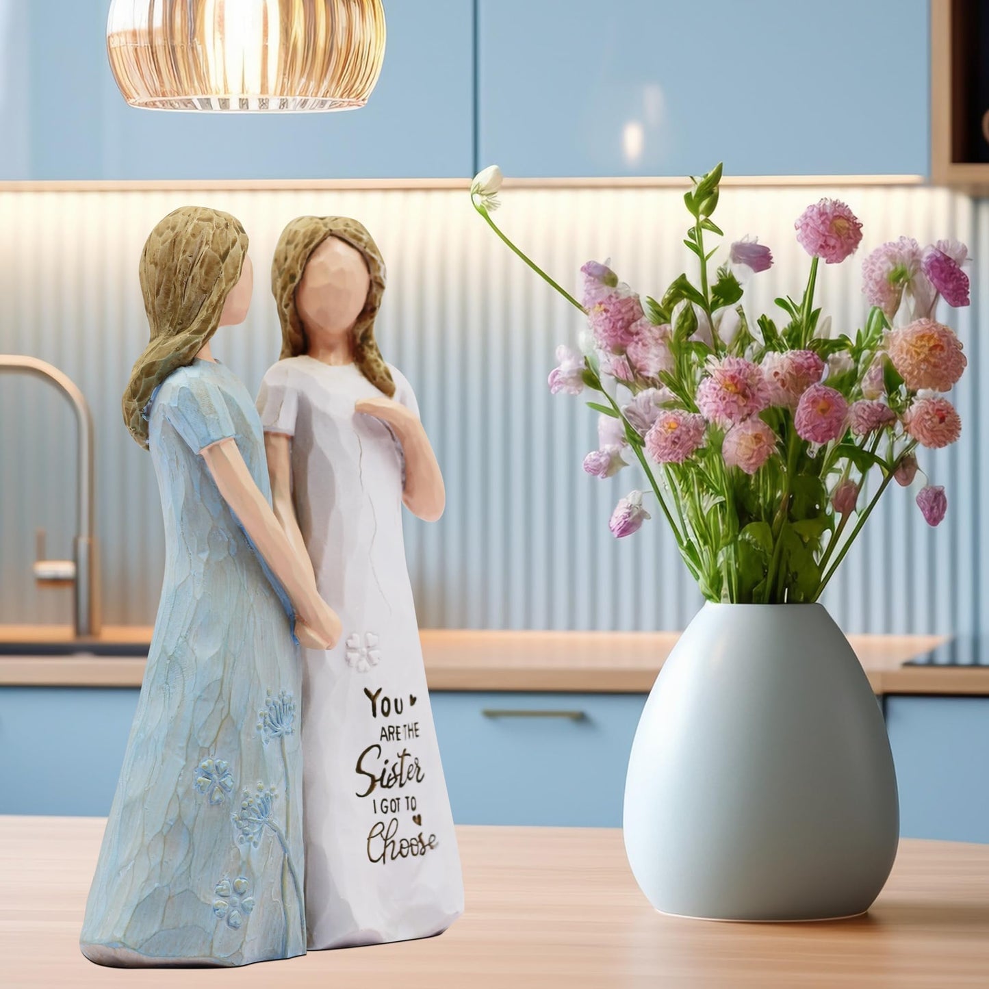 BORLESTA Friend Gifts for Women - Friendship Gifts, Gifts for Friends - You're The Sister I Got to Choose - Sister, Friend Birthday Gifts, Sister Gifts from Sister - Hand-Painted Figure（Blue）