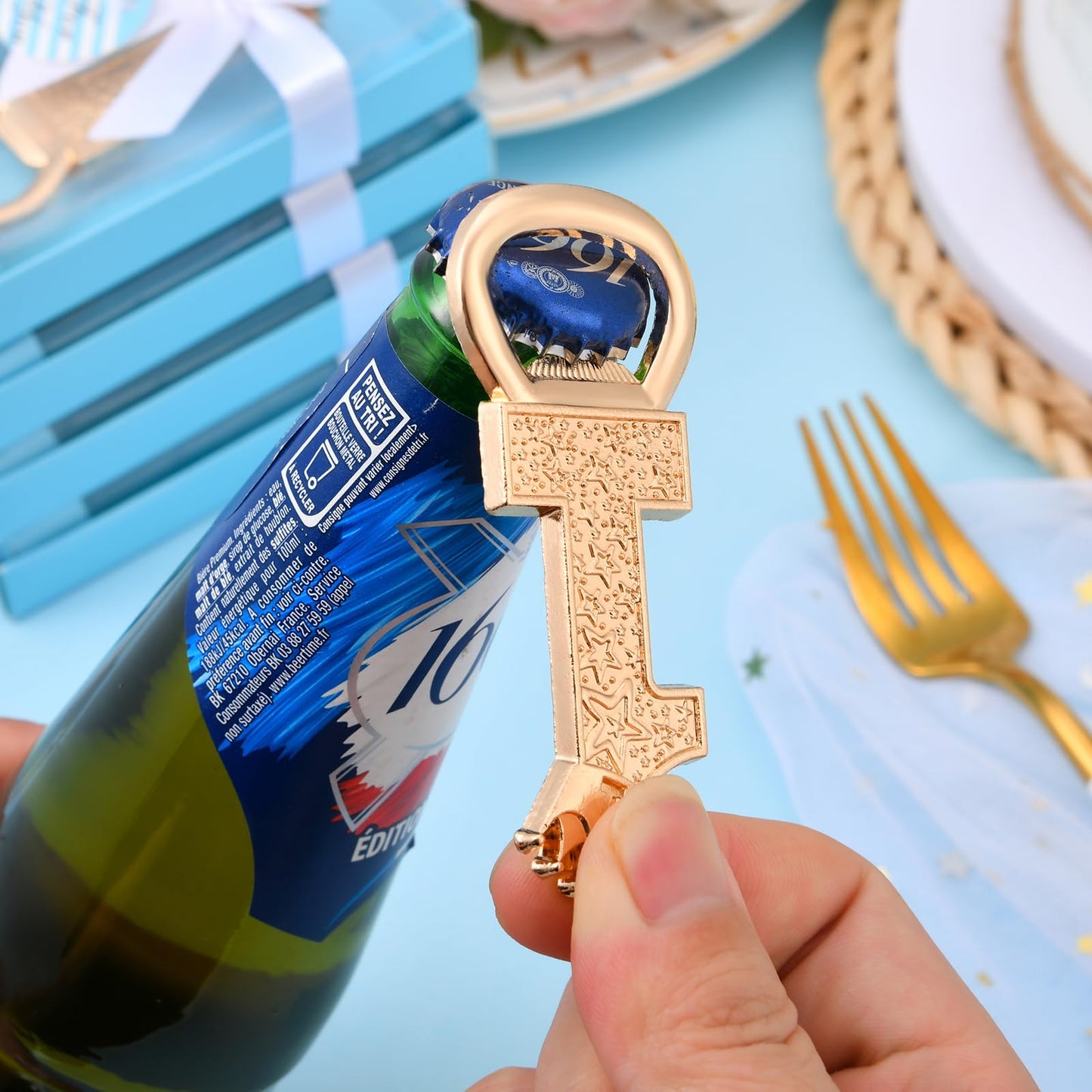 24 boxes of 1-year-old birthday party favors, guest gifts 1 Bottle opener, 1-year anniversary decorations, souvenirs, boy gifts