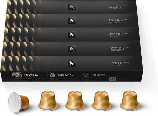 Nespresso Capsules Original Line, Caramello, Medium Roast Espresso Coffee, 50 Count Espresso Coffee Pods