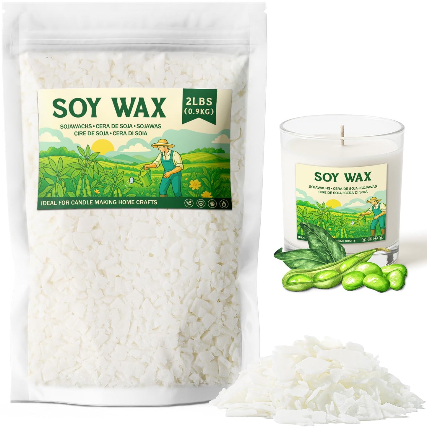 NORVENCE Soy Wax for Candle Making, Natural Soy Wax Flakes 2lb, Premium Candle Wax for DIY Candle Crafting
