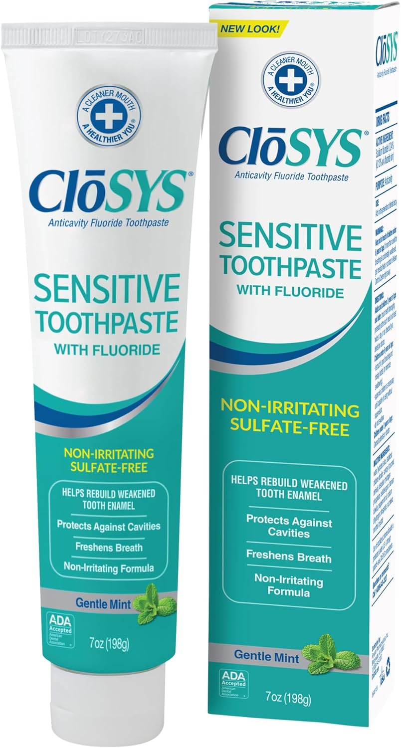 CloSYS Fluoride Toothpaste, 7 Ounce, Gentle Mint, Whitening, Enamel Protection, Sulfate Free