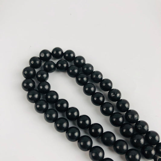 Generic WIKICRYSTAL Natural Premium Shungite Stone Round Beads 8mm 49 pcs for Making Jewelry - Black Crystal Loose Beads - Energy Healing Crystal for Making Bracelet (8mm/49beads)