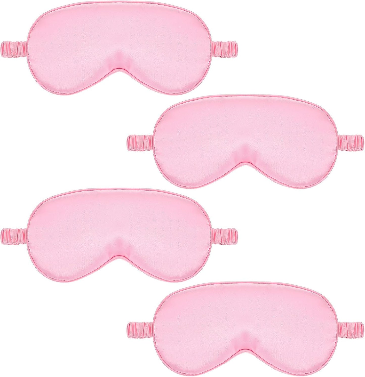 4 Pack Sleep Mask Silk Eye Mask Block Light Eye Sleep Shade Cover Blindfold Reduces Puffy Eyes Traveling Gifts for Night Sleeping Office Travel Party Games Suitable for Men Women (Pink)