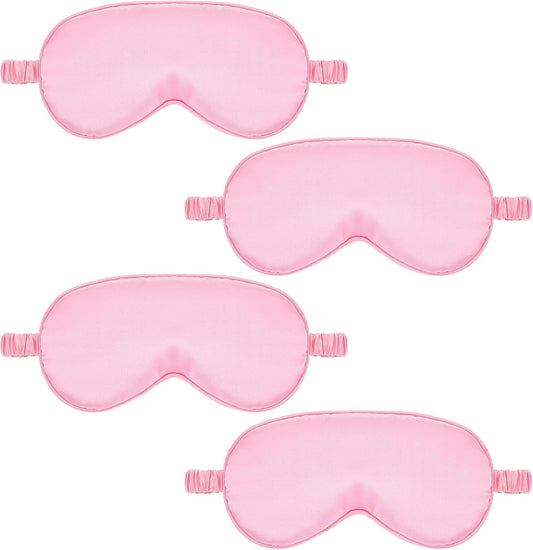 4 Pack Sleep Mask Silk Eye Mask Block Light Eye Sleep Shade Cover Blindfold Reduces Puffy Eyes Traveling Gifts for Night Sleeping Office Travel Party Games Suitable for Men Women (Pink)