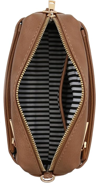 FashionPuzzle Triple Zip Small Crossbody Bag
