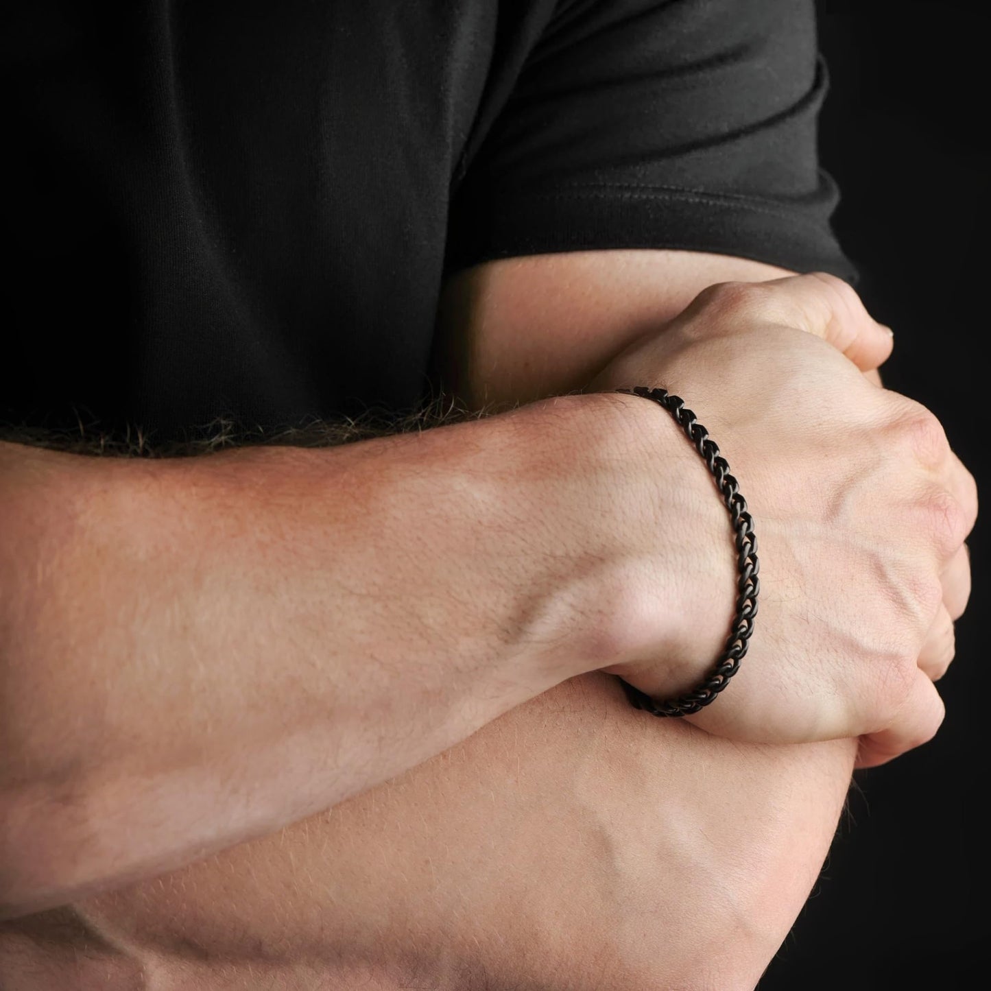 Love You This Much To My Twin Brother 316L Surgical Steel 5mm Cuban Bracelet | Meaningful Gifts for Your Twin Brother | Twin Bro Gifts (Titan Black)