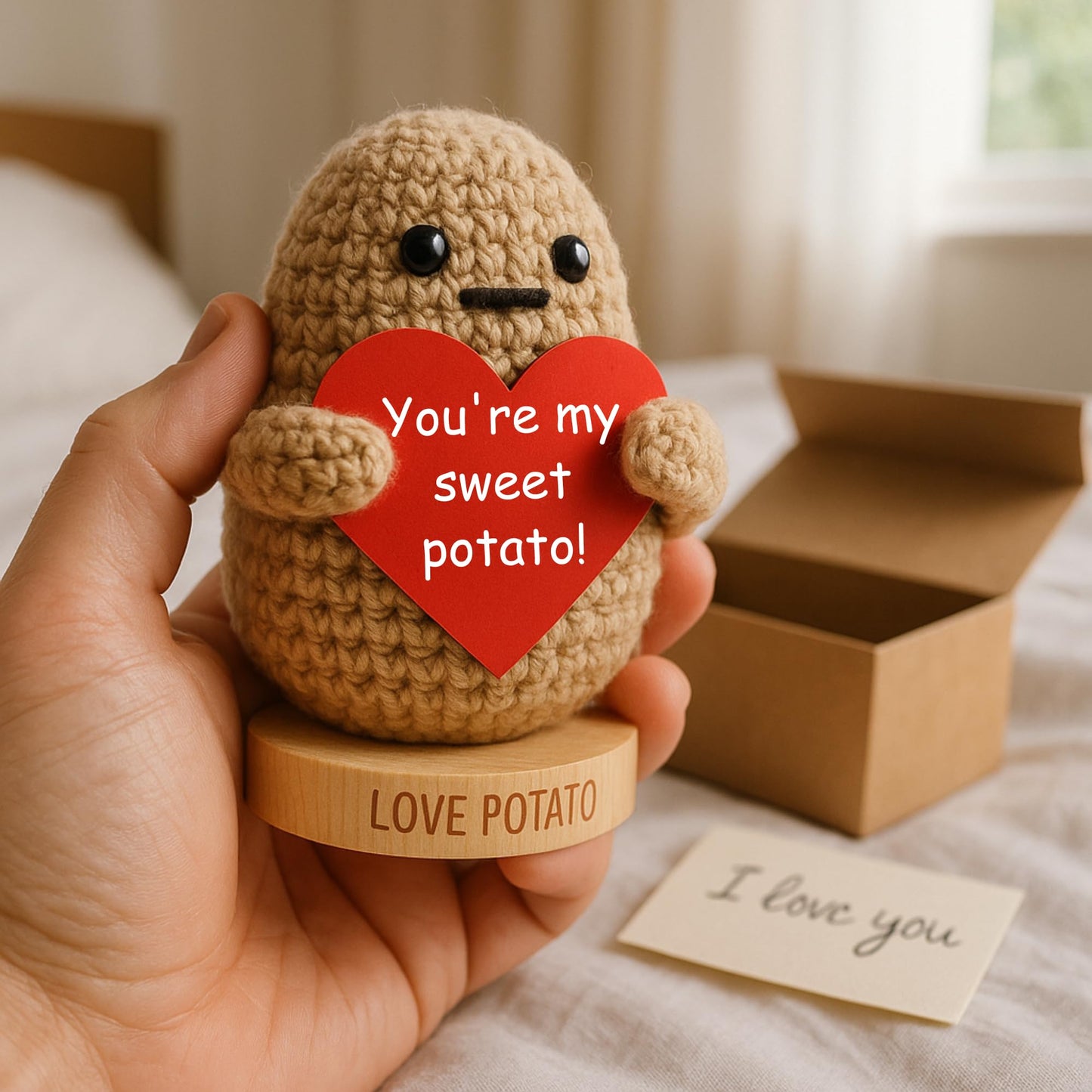The Cutest Romantic Gift for Men - Potato Crochet Doll with 30 Signs - Couples Gifts for Him for Birthday, Anniversary, Engagement, Valentines Day, Christmas - Birthday Present for Husband Boyfriend