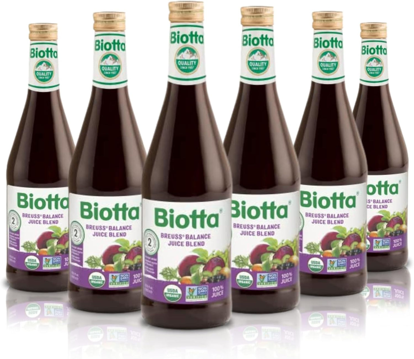 Biotta Organic Breuss Balance Juice - 100% Vegetable Juice for Energy, Immunity & Wellness - Excellent Source of Nutrients - All Natural, Non-GMO, Gluten-Free (16.9 Fl Oz, Pack of 6)