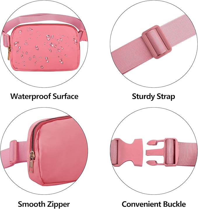 VOROLO Fanny Pack For Women And Men Crossbody Bag Belt Bag with Adjustable Strap Graduation Gifts Deep Pink