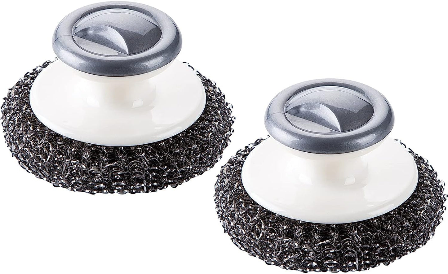 Stainless Steel Scrubber with Handle，Heavy Duty Cleaning Supplies for Pots, Pans, Grills, Ovens & Other Tough Jobs (2P)