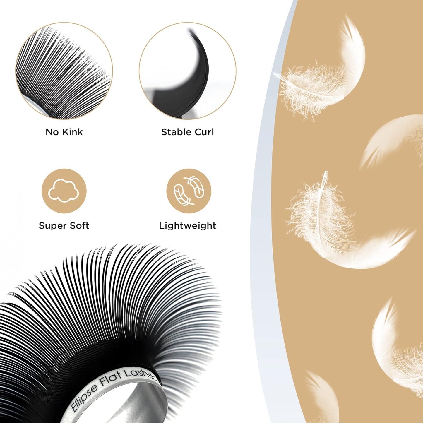 LASHVIEW Eyelash Extension - Ellipse Flat Eyelash Extensions, Individual Lashes, 0.15mm C Curl 11mm, Semi-Permanent, Extremely Light & Soft, Professional Salon Use