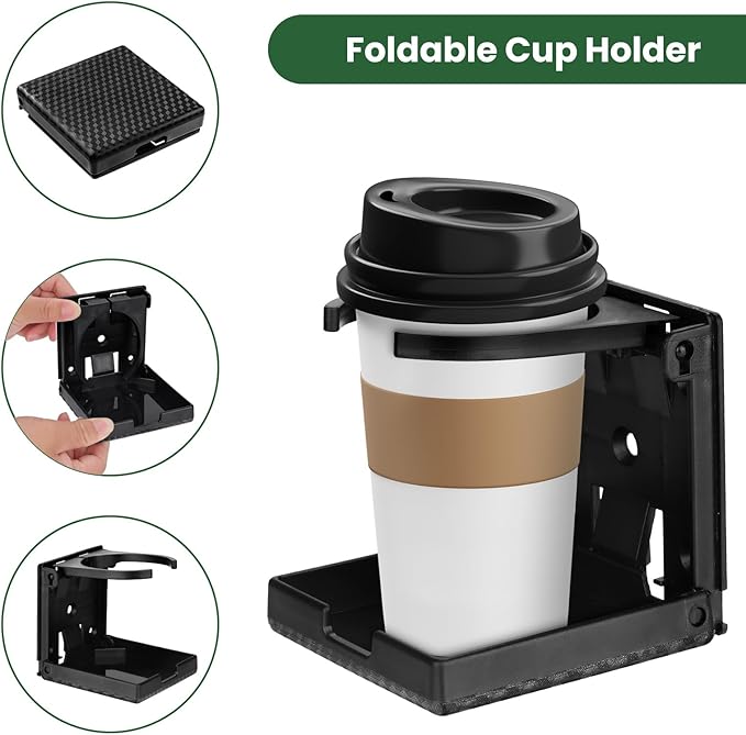 2pcs Adjustable Folding Cup Holder, Car Wall Mount Water Drink Coffee Bottle Holder with Screws, Fit Most Size Mugs Bottle, for Truck RV Van Boat Camper Caravan Marine (Diamond Pattern)
