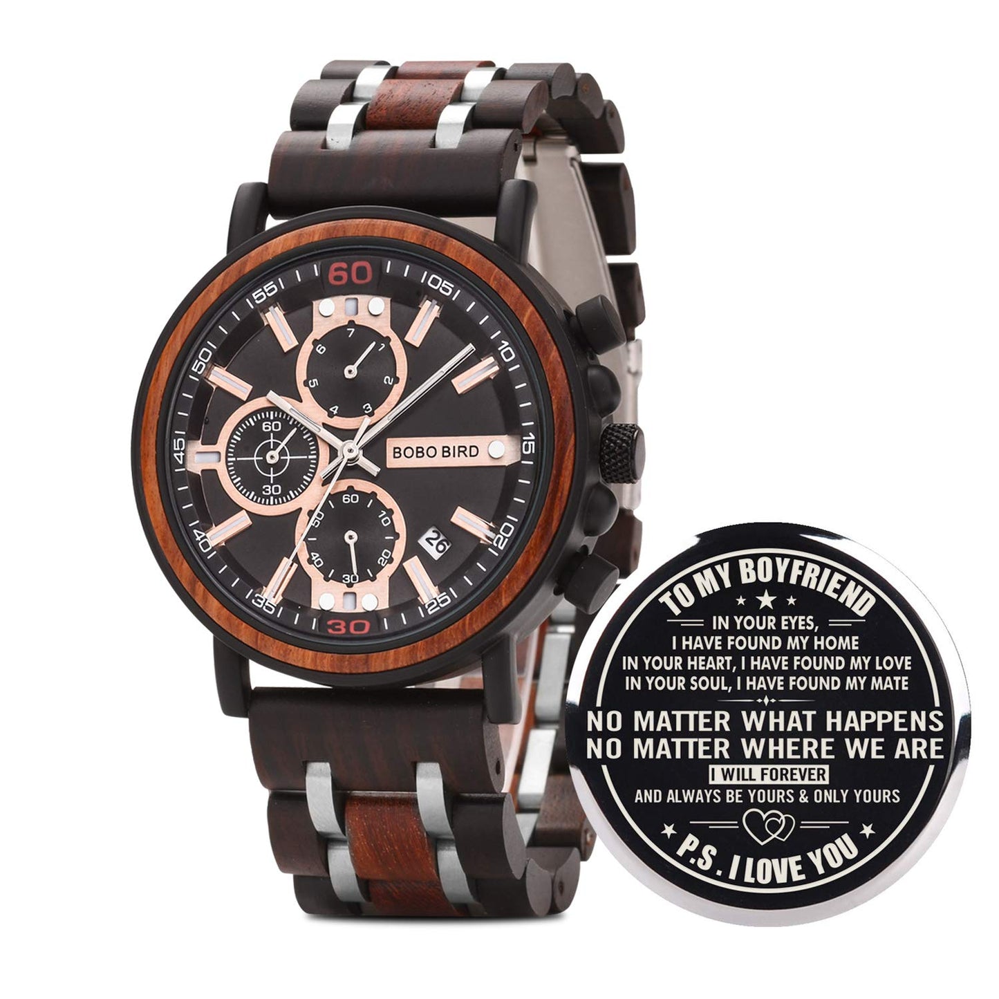 BOBO BIRD S18-1 Personalized Engraved Wood Watch Customized Wooden Watches for Husband Boyfriend Birthday Anniversary (Boyfriend-1)