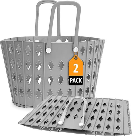 Collapsible Laundry Baskets â Durable Foldable Laundry Hamper for Room Organization, Dirty Clothes Hamper, Basket for Blankets, and Laundry Room Storage â Gray Laundry Basket Set - 2 pack, 45L