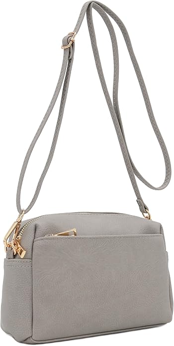 FashionPuzzle Triple Zip Small Crossbody Bag
