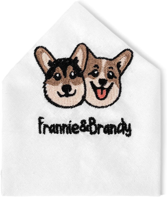 Personalized Embroidery Handkerchief, Custom Pet Face Photo Cotton Pocket Square Wedding Birthday Party Gift for Pet Lover