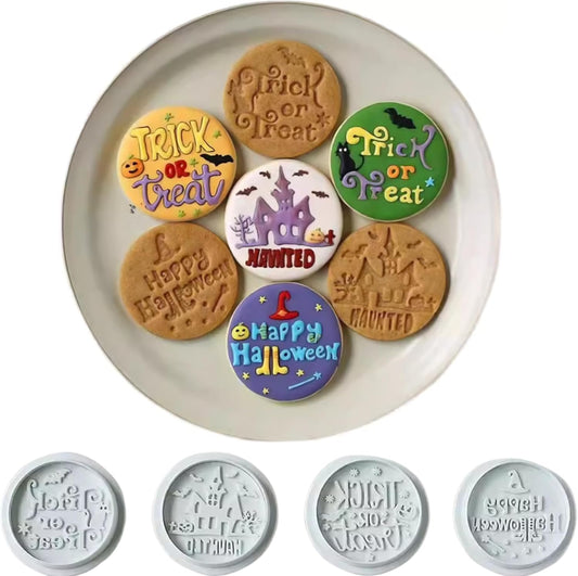 Halloween Cookie Stamp Press 4PCS Cookie Cutter Halloween Cookie Cutters Set Biscuit for DIY Halloween and Daily Baking