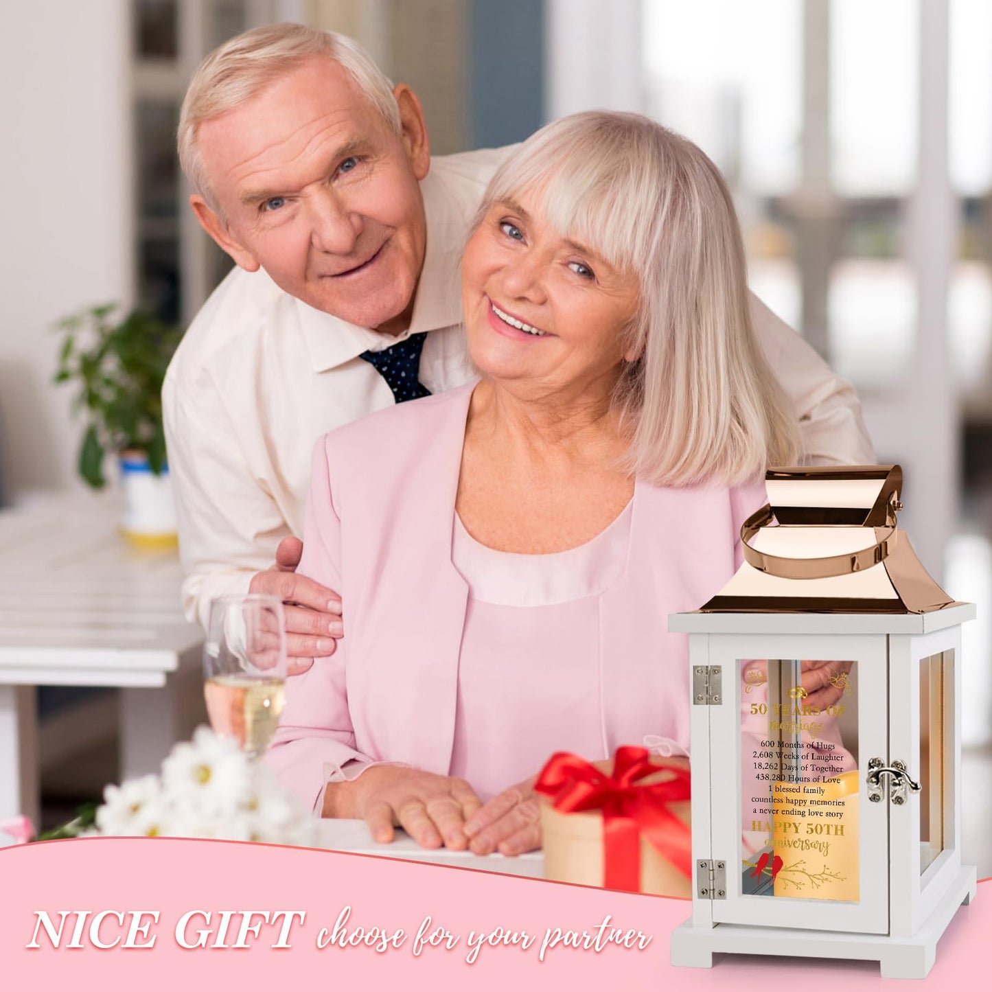 HN HAIINAA 50th Wedding Anniversary Lantern 50th Anniversary Wedding Gifts for Couple Parents Grandparents Husband Wife