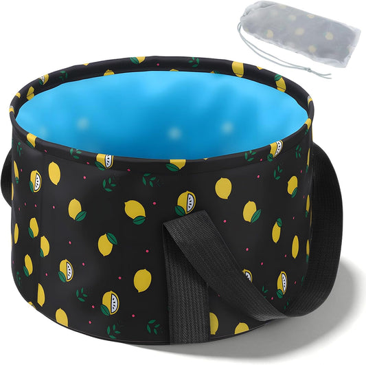 Foldable Bucket for Soaking Feet, Portable Foot Bath Tub Spa Basin Black Footbath Bucket for Travel Home Pedicure Outdoor Camping/Wash Face Vegetables Fruits(Black)