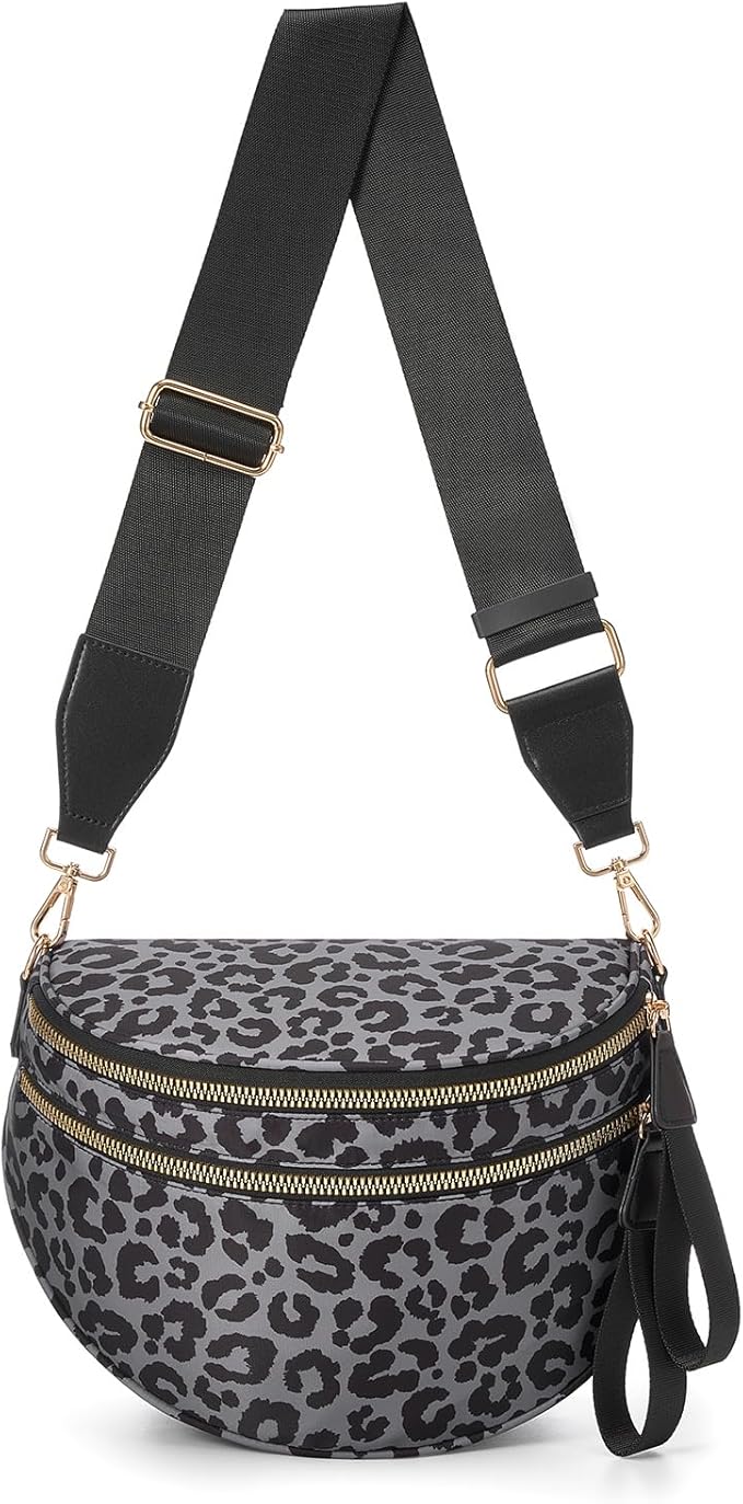 FEIBOON Spacious Nylon Crossbody Bag Bum Bag Handbags Wallets Purses Trendy Shoulder Bag for Women