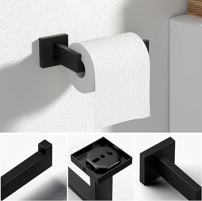 JOPOFI 5 Piece Bathroom Towel Bar Set - SUS304 Stainless Steel Bath Towel Holder, 15.7 Inch Towel Racks for Bathroom Wall Mounted, Bathroom Hardware Accessories Set - Matte Black