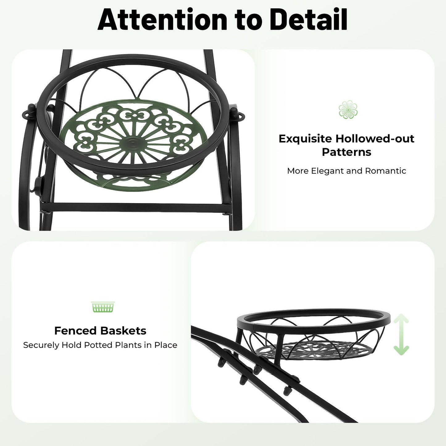 JUOPTGJ Tricycle Plant Stand,3 Blocks Flowerpot Holder Bicycle Display Rack Shelf ,Tricycle Metal Potted Plant Stand for Yard Indoor Outdoor Garden Patio Decor (Black)
