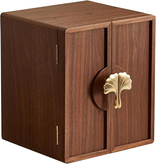 CHOSIN Black Walnut Wooden Jewelry Box 5 Layer Large Wood Jewelry Organizer Brass Handle for Necklaces Rings Earrings Watches Storage Valentines Day Gifts for Her(7.9x8.7x10.0inches)
