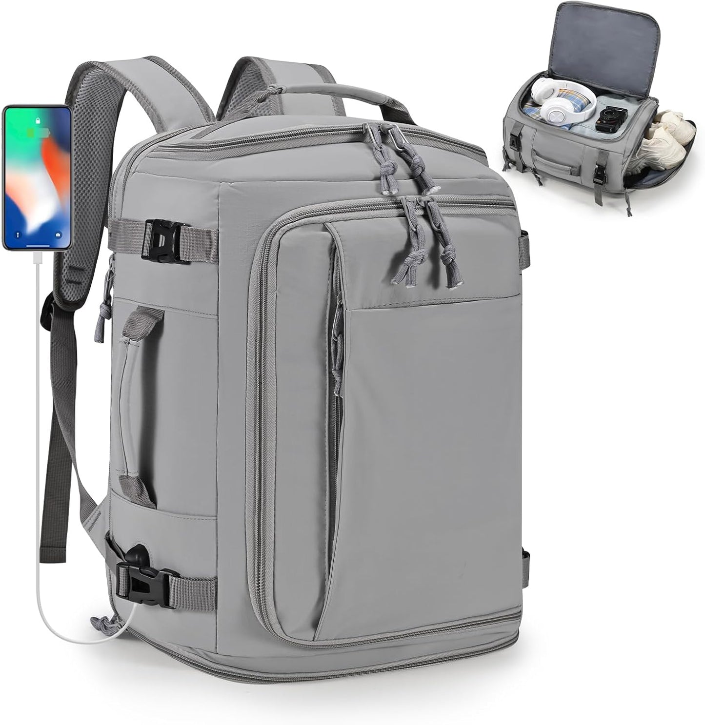 40x30x20cm Travel Bag, Expandable Carry on Travel Backpack 30-35L, 40x30x25cm Personal Item Bag,15.6inch Laptop Backpack with Shoe Compartment and Wet Pockets,Mochila de Viaje