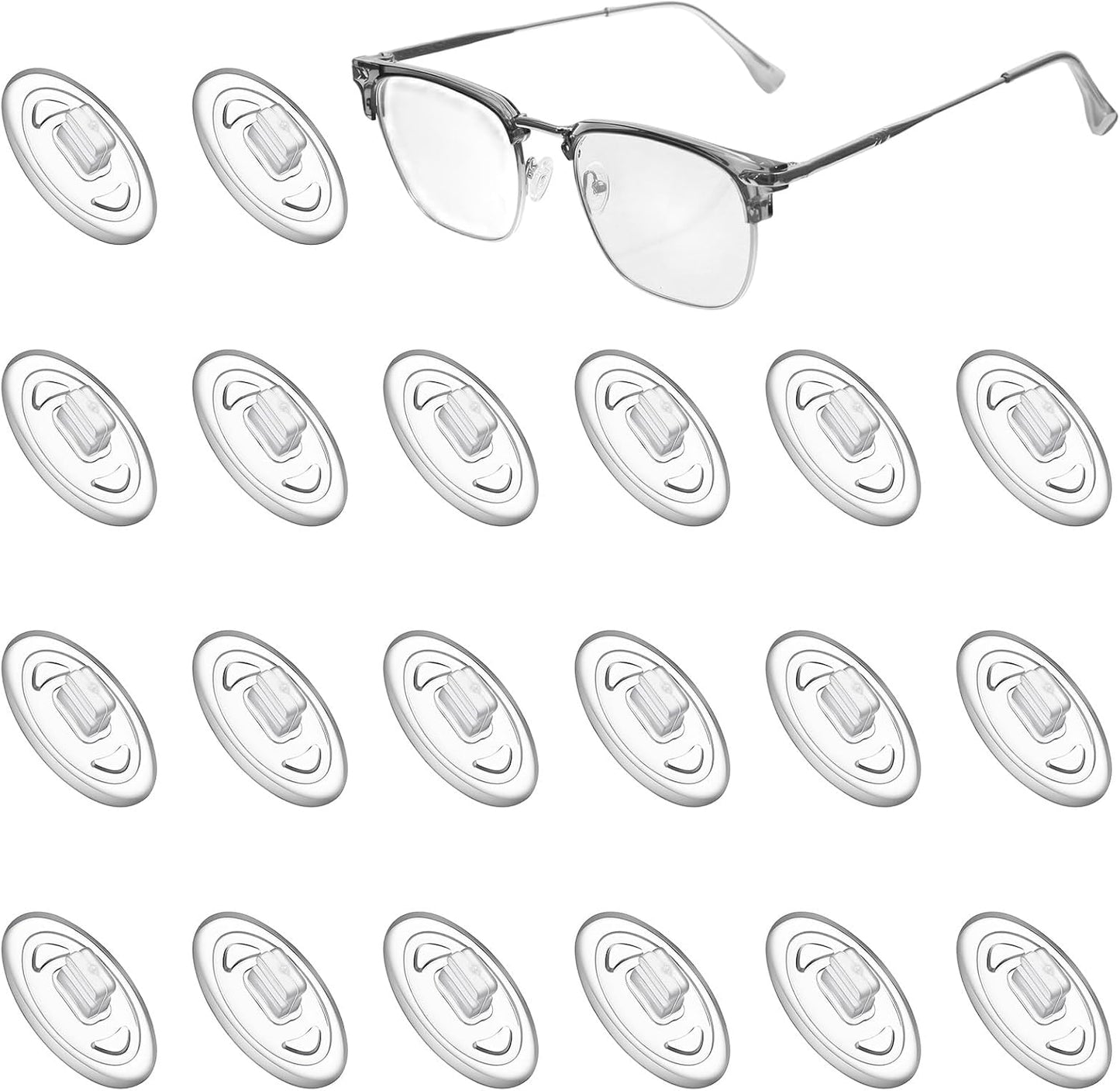 Nogeqi 10 Pairs Eyeglass Nose Pads Non Slip, Soft Silicone Glasses Nose Pad Replacement, Slip-On Noses Piece for Eyeglasses Anti-Slip, Most Glasses & Sunglasses Repair Kit, Easy Install (Clear)