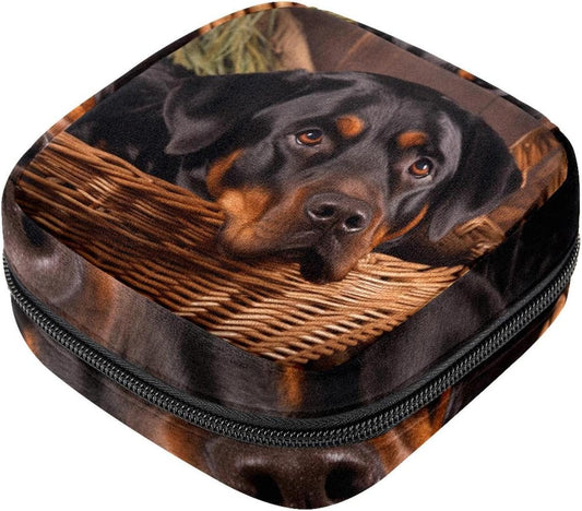 Sanitary Napkin Storage Bag,Period Bag,Basket and Black Dog,Sanitary Bags for Feminine Products