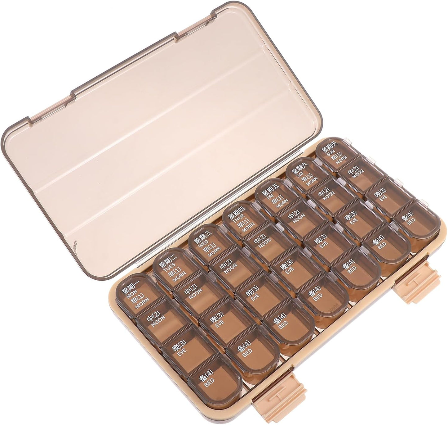 Portable 7-Day Pill Organizer Box with 28 Compartments, Mini Weekly Medicine Storage Case, Sealing Vitamin Container for Travel and Daily Use
