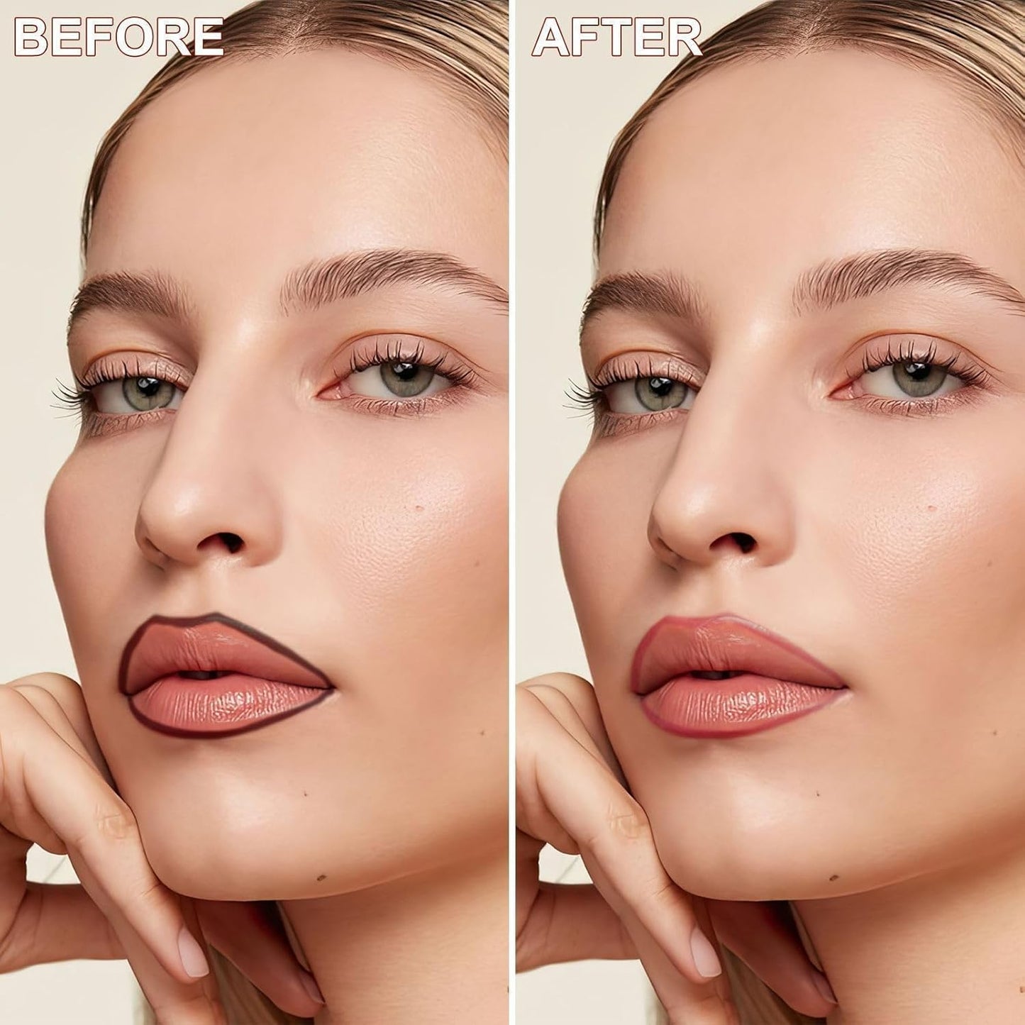 Lip Stain Peel Off - Lip Liner Waterproof, Lip Liner Stain Transfer Proof & Plumping, Moisturizing Non-Stick Cup Matte Finish Stay On All Day, Rose Color