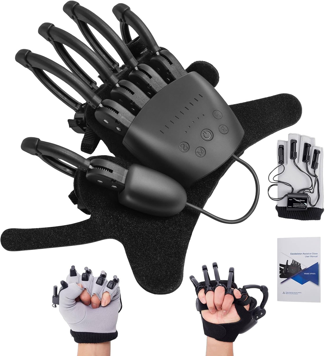 Hand Rehabilitation Robot Gloves for Stroke, Robotic Hand Glove for Stroke Rehab, Adjustable Strength, 4 Modes, Finger Training Therapy Equipment for Hemiplegia Stroke Patient with USB Chargeable