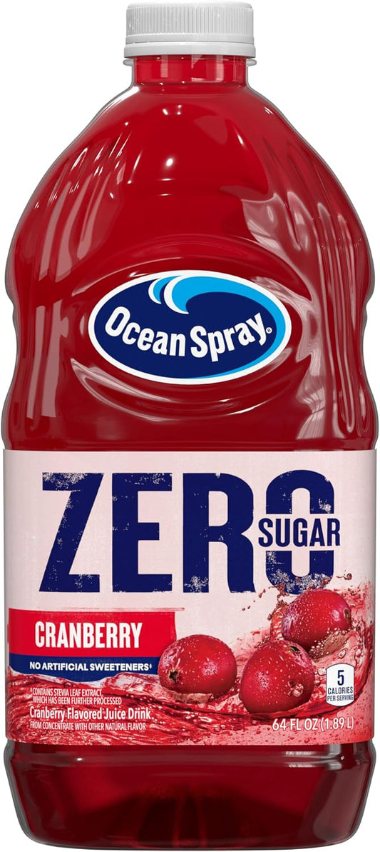 Ocean Spray® ZERO Sugar Cranberry Juice Drink, Cranberry Juice Drink Sweetened with Stevia, 64 Fl Oz Bottle
