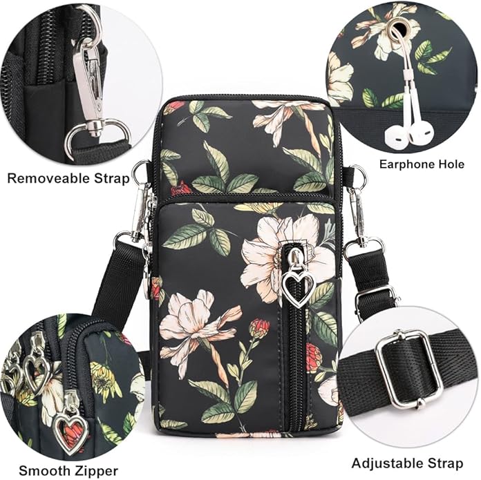 JANKS Small Crossbody Bag for Women - Mini Phone Purses with Crossbody Strap and Wallet - Nylon Arm Bag