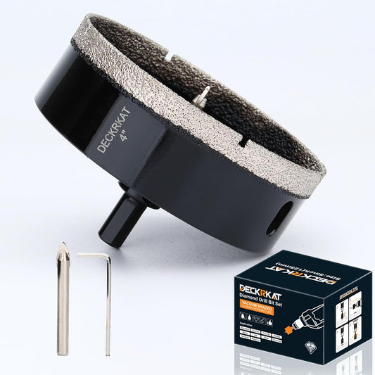 4 inch Diamond Hole-Saw Bits with Pilot Drill Bit -4" Diamond Tipped Tile Hole Saws with Guiding Bit Accurate Drilling for Porcelain Tile Ceramic Pottery Granite Stone Glass Bottles 102mm.