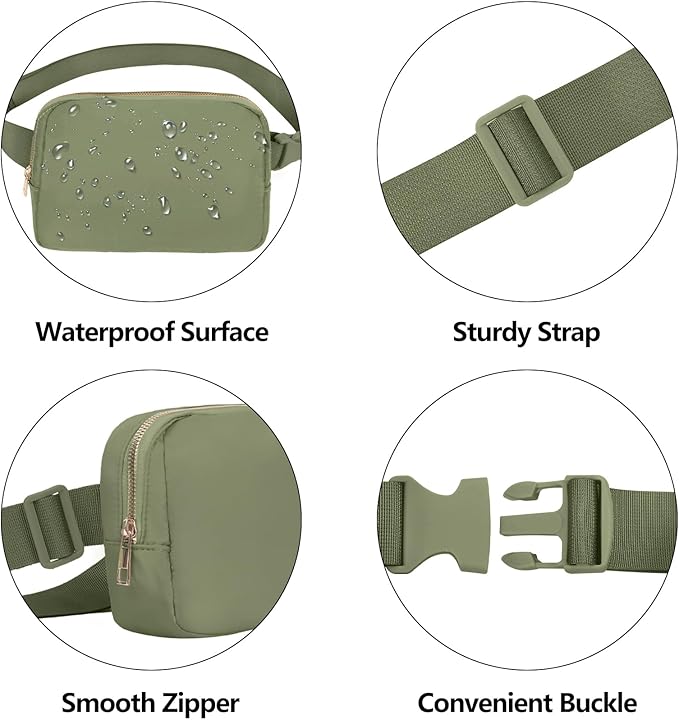 VOROLO Fanny Pack For Women And Men Crossbody Bag Belt Bag with Adjustable Strap Graduation Gifts Khaki Green