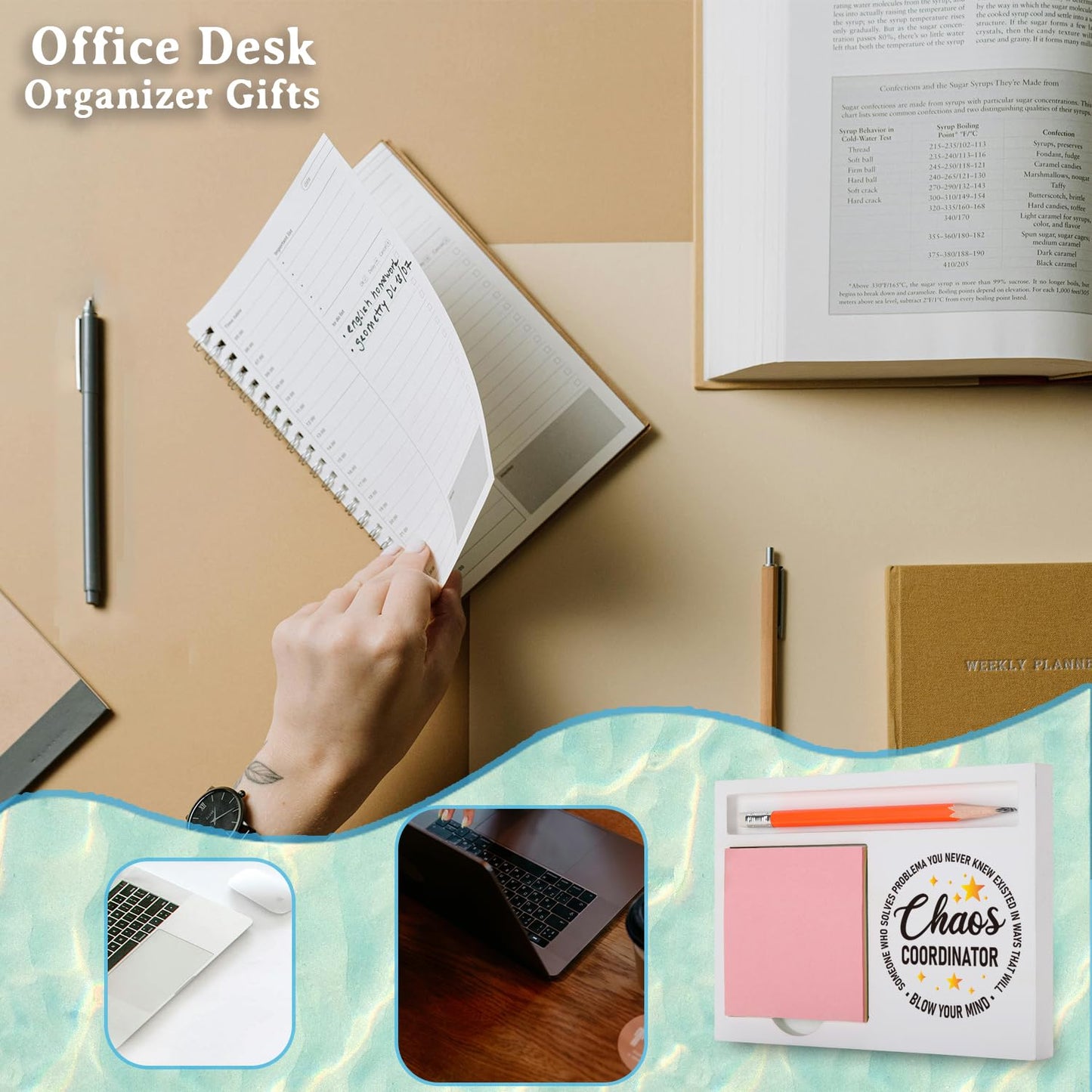 Chaos Coordinator Gifts Funny Inspirational Desk Organizer for Administrative Assistants Teachers Moms – Appreciation Birthday Farewell, Office Humor Desk White Note Pad Holder XBCT6